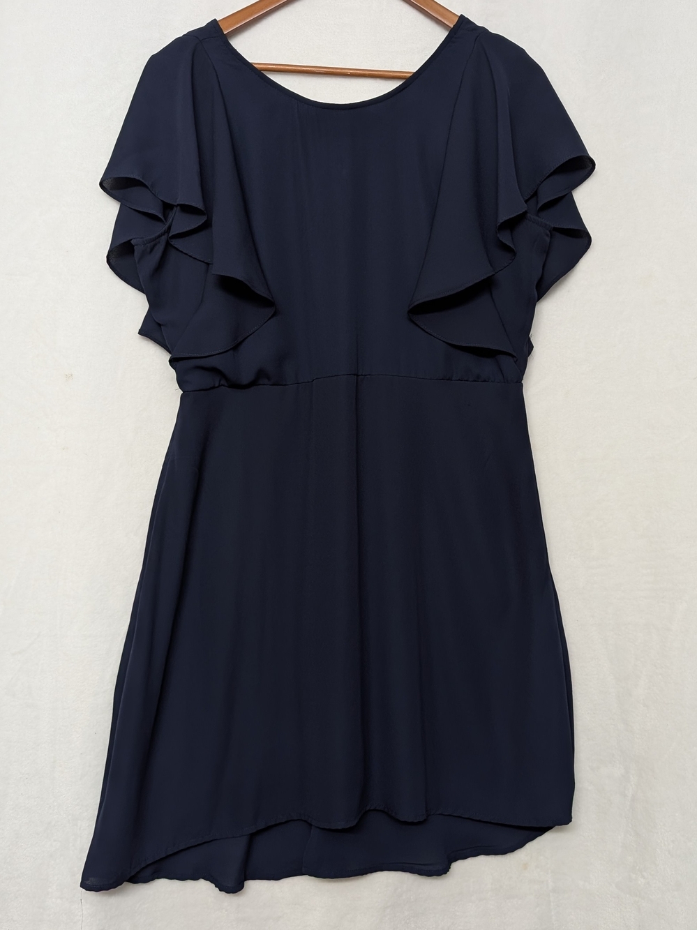 Maurices Navy Ruffle Sleeve High-Low Dress